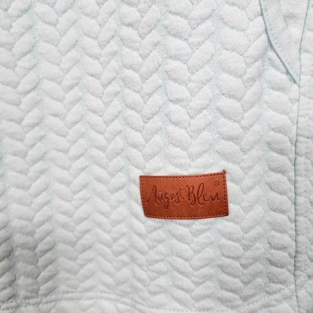 Aqua Blue Textured Turtleneck Sweater - Picture 4 of 10
